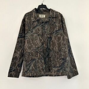 Vintage 80s Mossy Oak Camo Jacket Men's Medium USA Pockets Outdoor Chore Tree
